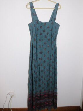 Natural Life Zoe Wide Leg Jumpsuit Womens XL Turquoise Floral Boho Hippie Casual